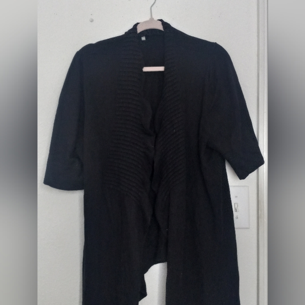NY Collection Black Open-Front Cardigan